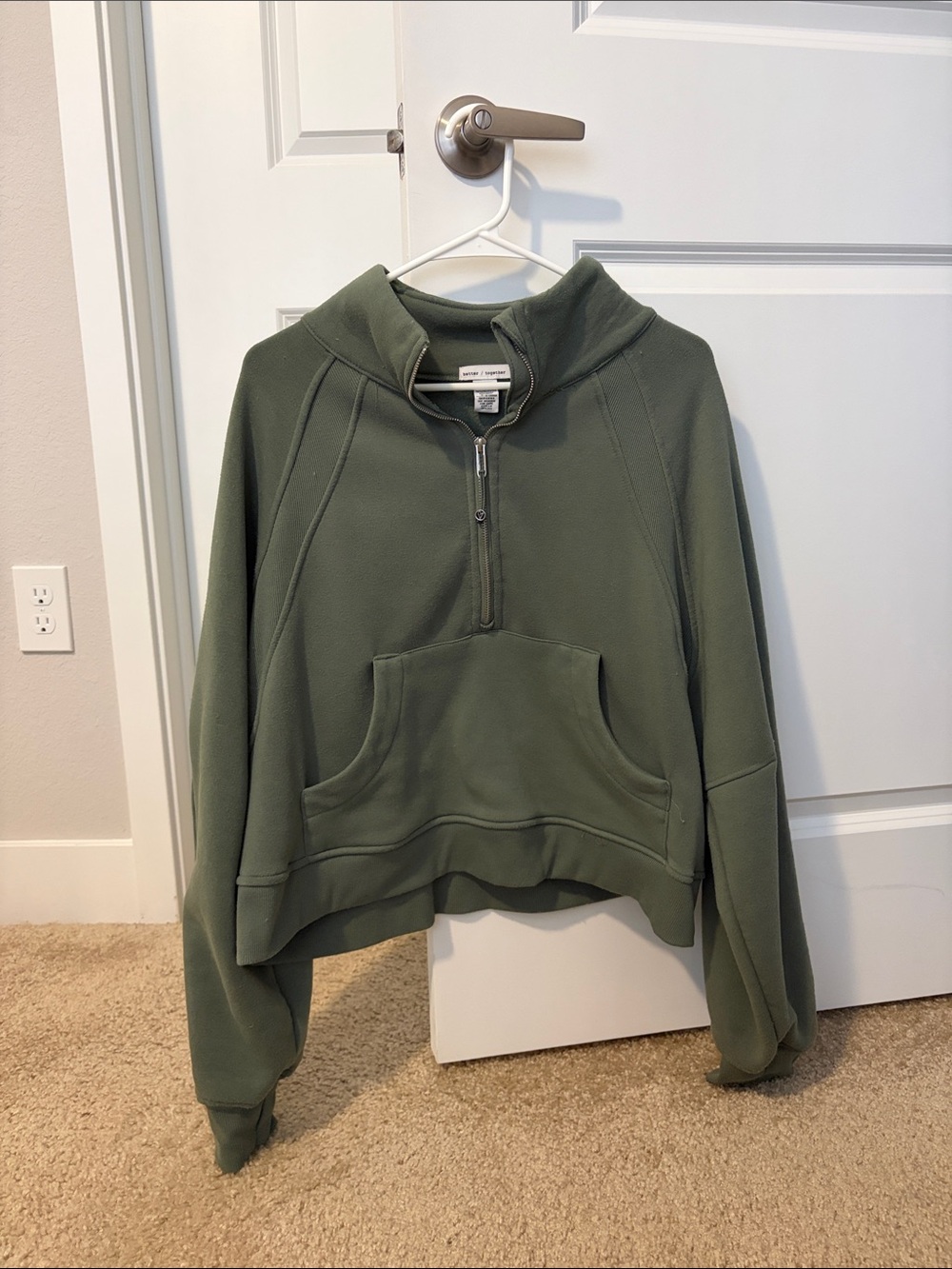 Women's Olive Green Half-Zip Pullover Sweater